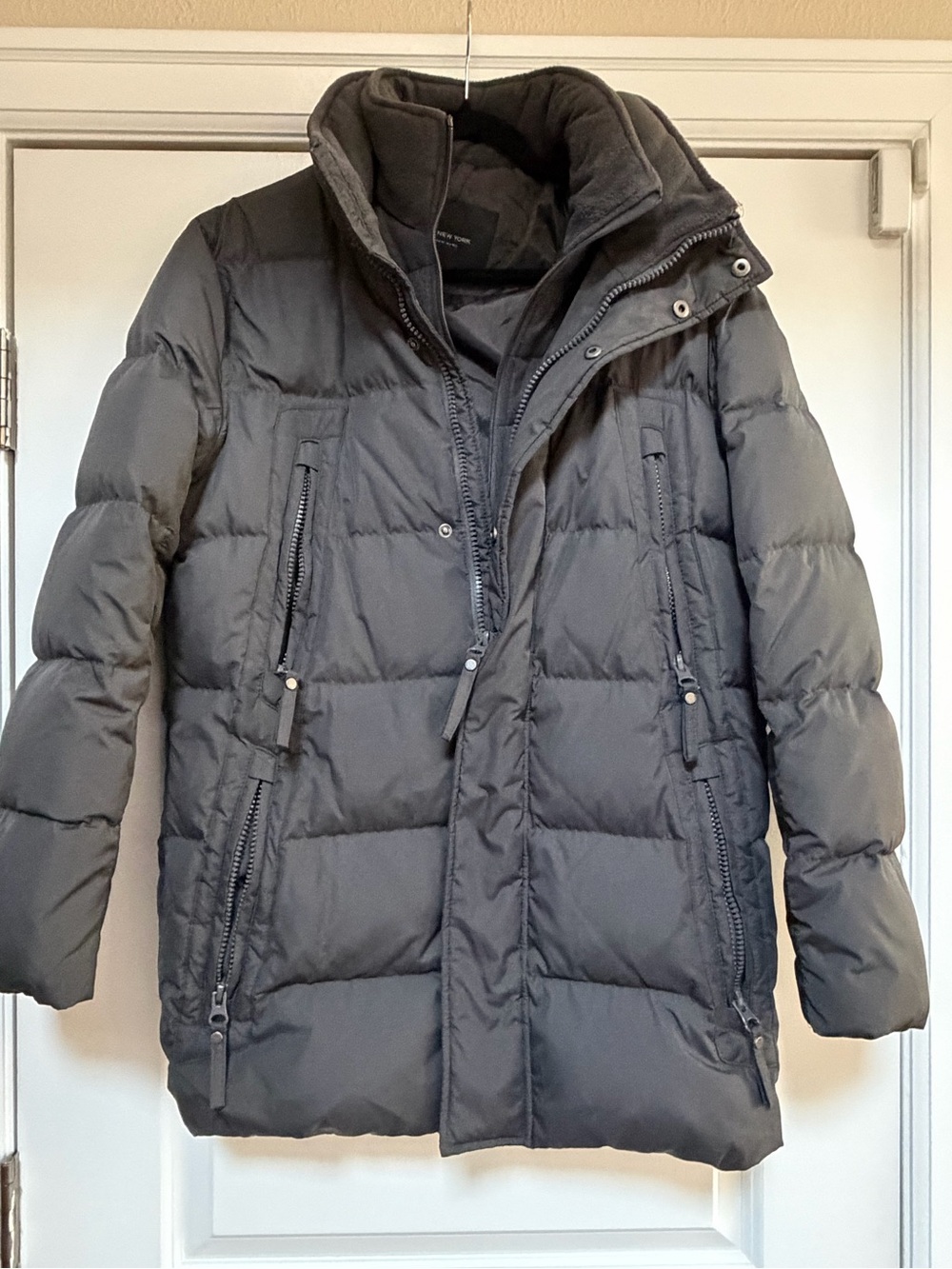Marc New York Men’s Charcoal Gray Snap Double Zip No Hood Puffer Jacket Sz S